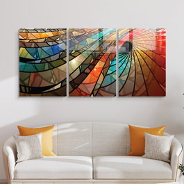 Wallity Conjunto de 3 Pinturas Decorativas en Vidrio Templado 50 x 70 cm Multicolor